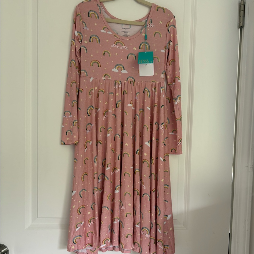 Posh Peanut Pink Dress with Rainbow Pattern